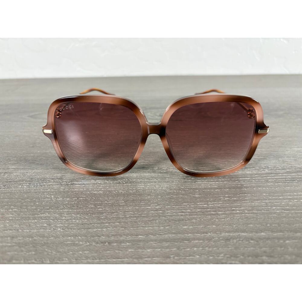 Gucci GG0884SA 003 Sunglasses 58mm Square Havana Brown Gradient w/ Case & Pouch - Picture 4 of 10